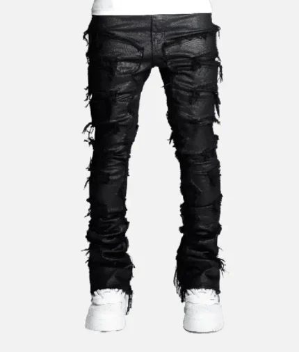 Guapi Obsidian Black Waxed Stacked Denim Jeans (2)
